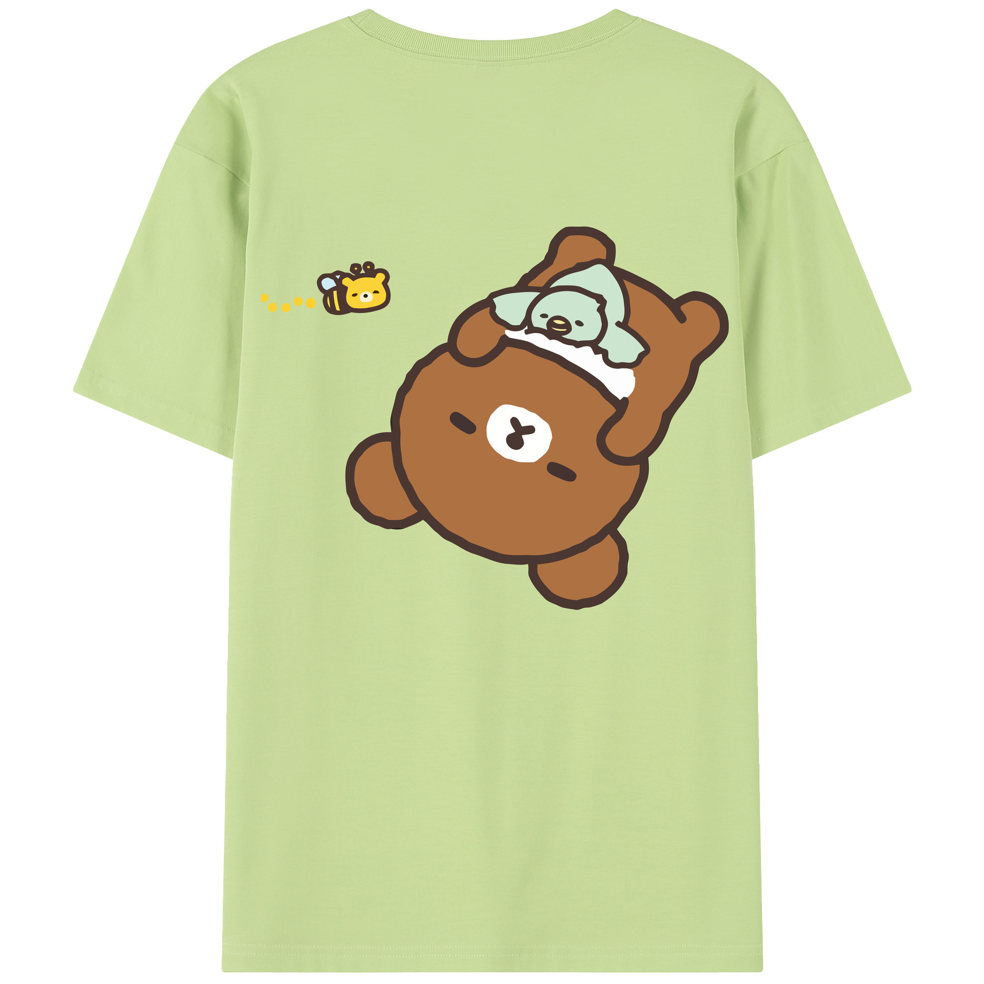 （画像用） リラックマ リラックマ キイロイトリ Rilakkuma Korilakkuma Kiiroitori 綿100％半袖Tシャツ（背面プリント）